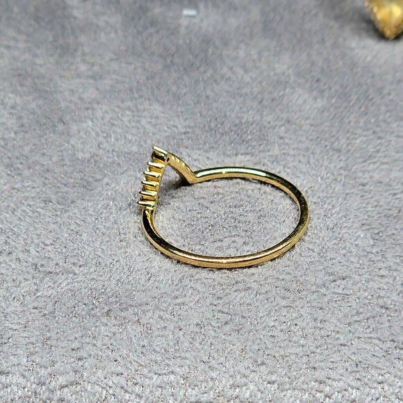 14K Yellow Gold Triple Moonstone Alexandrite CZ Ring Set Sz 9 - Picture 7 of 10